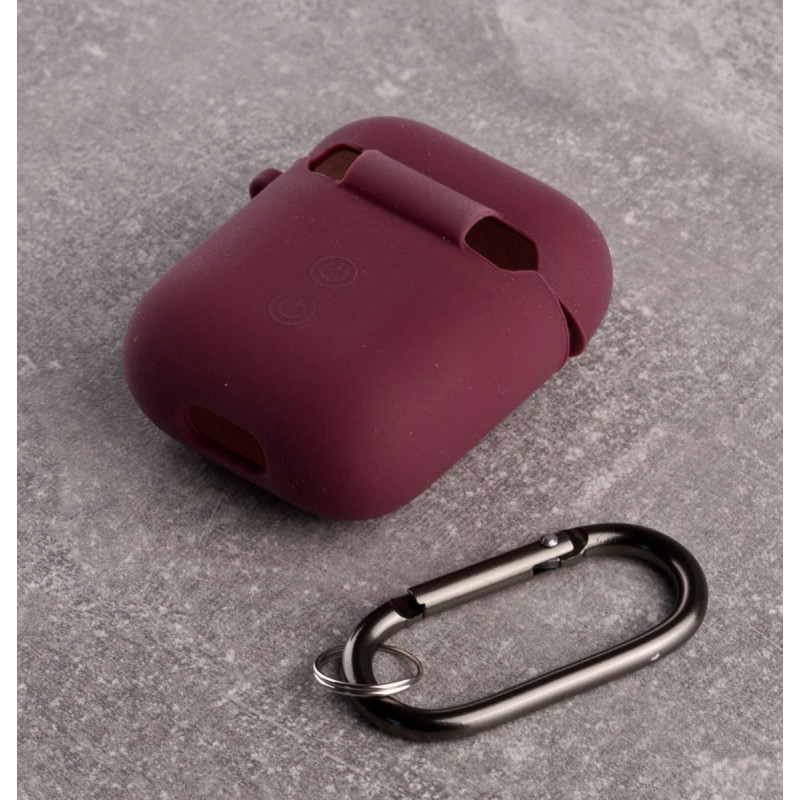 Силіконовий чохол для навушників Airpods 1/2 SOFT+Fiber бордовий