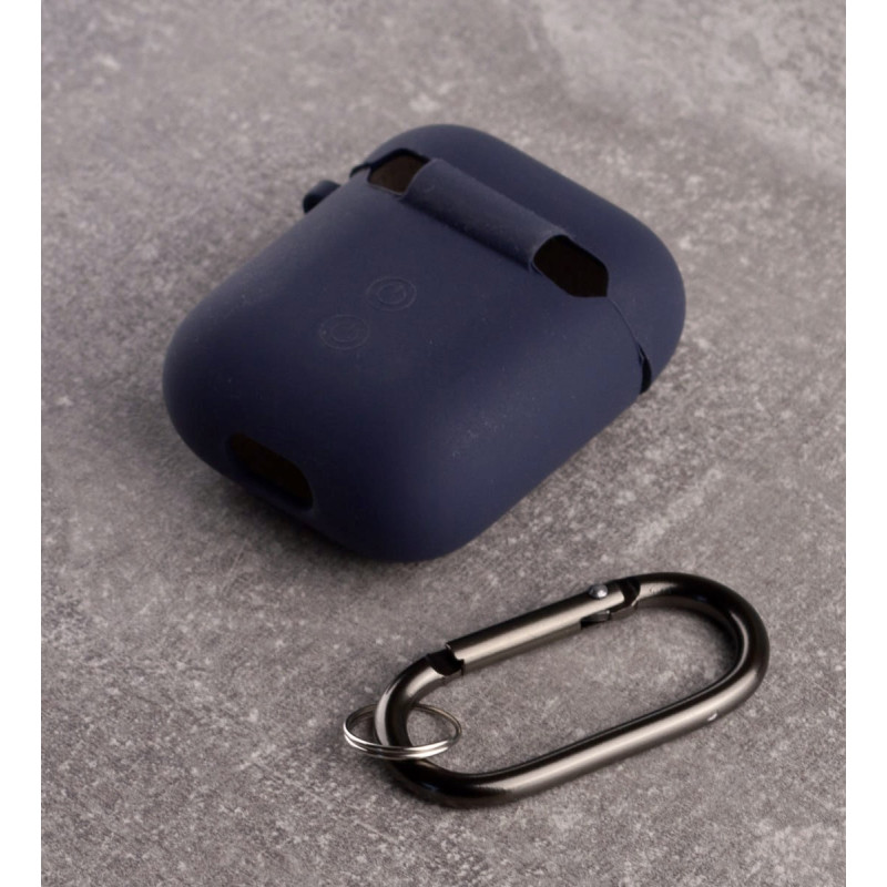 Силіконовий чохол для навушників Airpods 1/2 SOFT+Fiber темно-синій