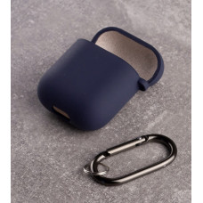 Силіконовий чохол для навушників Airpods 1/2 SOFT+Fiber темно-синій