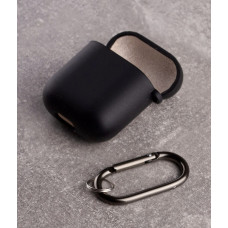 Силіконовий чохол для навушників Airpods 1/2 SOFT+Fiber чорний