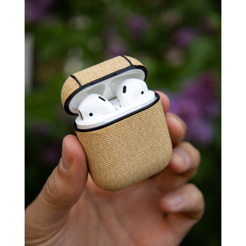 Силіконовий чохол для навушників Airpods 1/2 TEXTILE бежевий