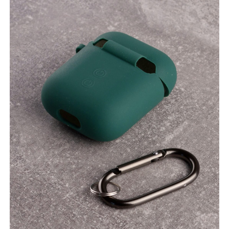 Силіконовий чохол для навушників Airpods 1/2 SOFT+Fiber зелений