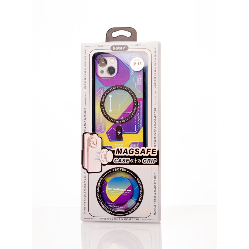 Силіконовий чохол MagSafe Boter"3D" + magsafe PopSocket для телефону iPhone 13 04 abstraction