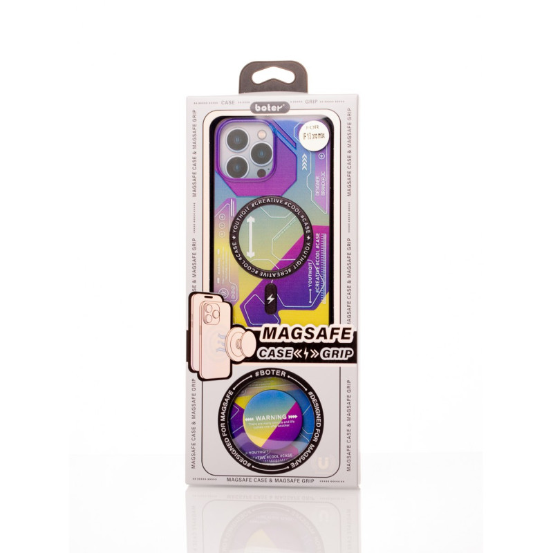 Силіконовий чохол MagSafe Boter"3D" + magsafe PopSocket для телефону iPhone 13 Pro Max 04 abstraction