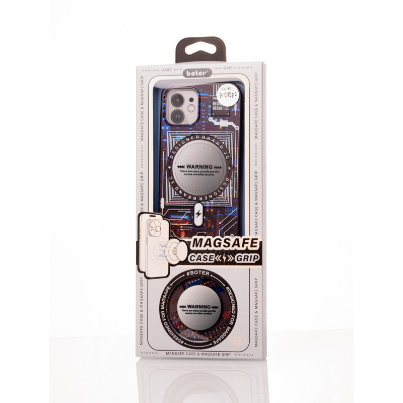 Силіконовий чохол MagSafe Boter"3D" + magsafe PopSocket для телефону iPhone 12 / iPhone 12 Pro 03 microcircuit