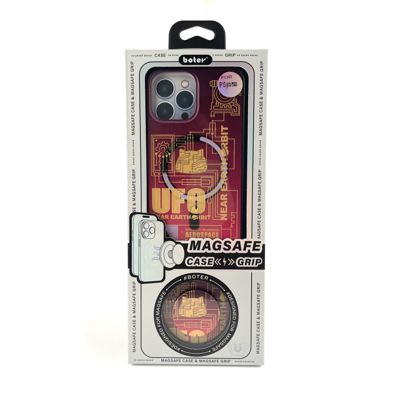 Силіконовий чохол MagSafe Boter"3D" + magsafe PopSocket для телефону iPhone 13 Pro Max 05 UFO