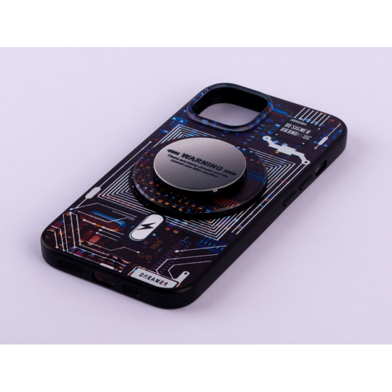 Силіконовий чохол MagSafe Boter"3D" + magsafe PopSocket для телефону iPhone 15 03 microcircuit