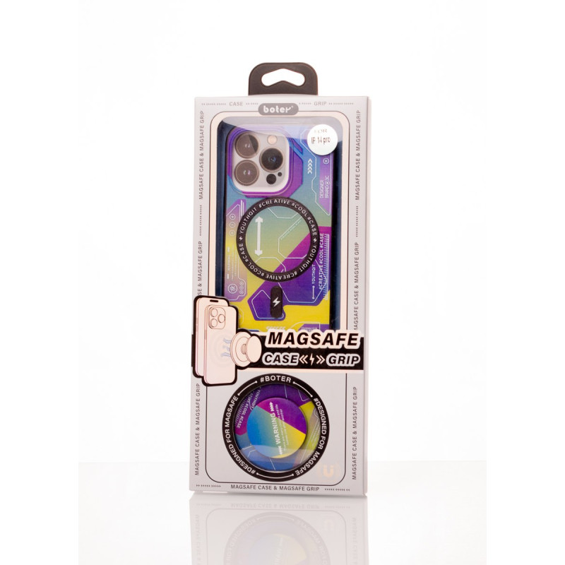 Силіконовий чохол MagSafe Boter"3D" + magsafe PopSocket для телефону iPhone 14 Pro 04 abstraction