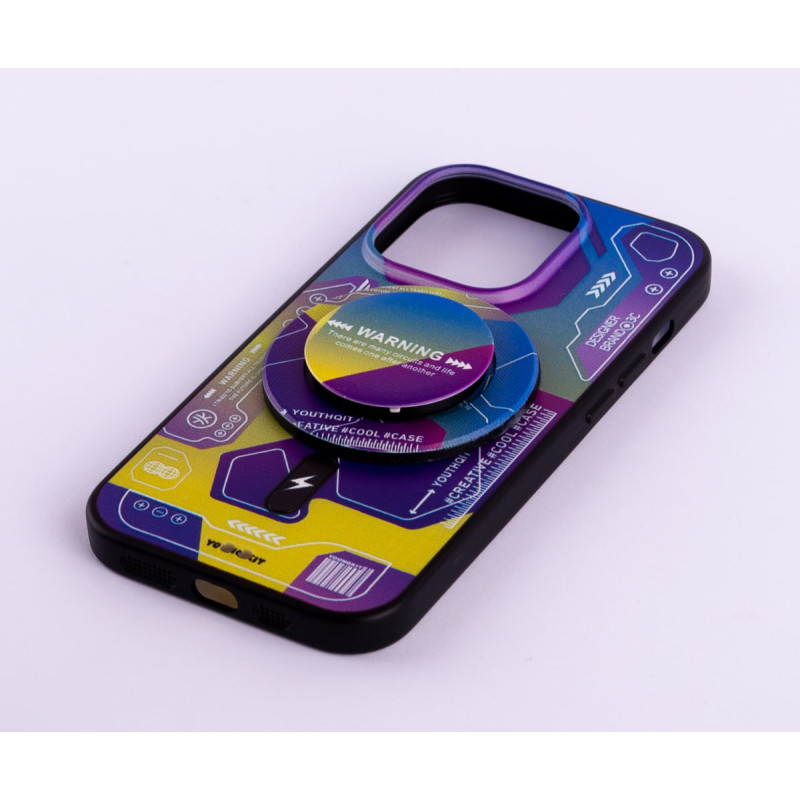 Силіконовий чохол MagSafe Boter"3D" + magsafe PopSocket для телефону iPhone 14 Pro Max 04 abstraction