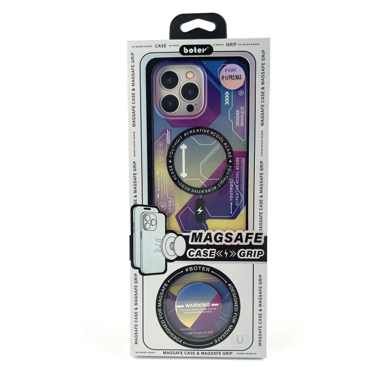 Силіконовий чохол MagSafe Boter"3D" + magsafe PopSocket для телефону iPhone 14 Pro Max 04 abstraction