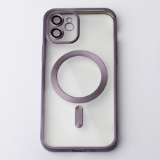 Силіконовий чохол MagSafe SHINING MATTE для телефону iPhone 12 темно-фіолетовий