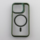 Силіконовий чохол MagSafe CAMERA GLASS PROTECTION для телефону iPhone 15 Pro темно-зелений
