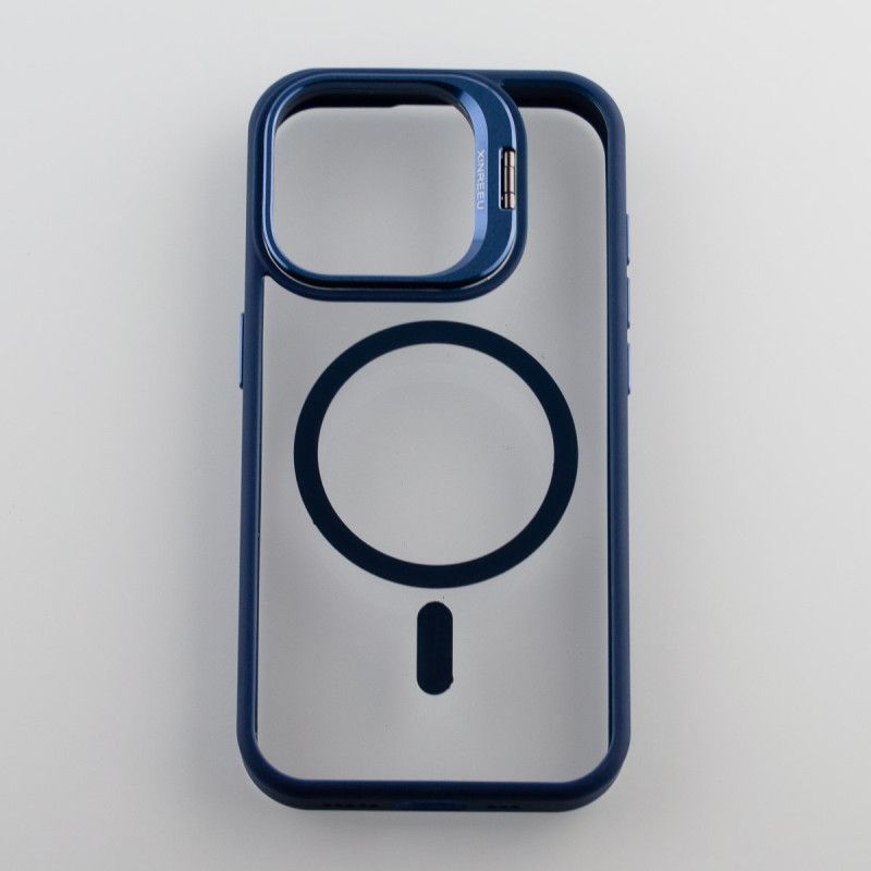 Силіконовий чохол MagSafe CAMERA GLASS PROTECTION для телефону iPhone 15 Pro темно-синій