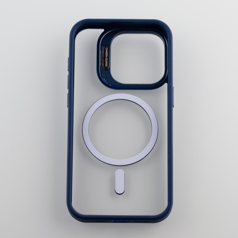 Силіконовий чохол MagSafe CAMERA GLASS PROTECTION для телефону iPhone 15 Pro темно-синій