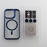 Силіконовий чохол MagSafe CAMERA GLASS PROTECTION для телефону iPhone 15 Pro Max темно-синій