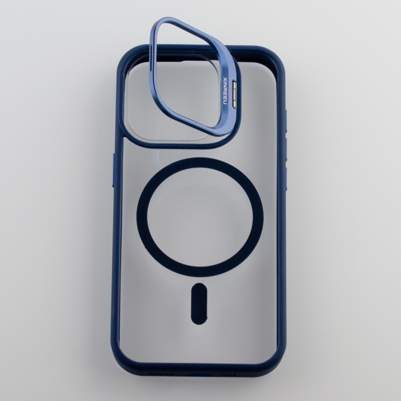 Силіконовий чохол MagSafe CAMERA GLASS PROTECTION для телефону iPhone 15 Pro Max темно-синій