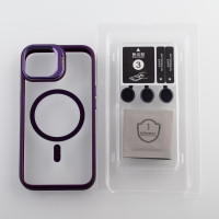 Силіконовий чохол MagSafe CAMERA GLASS PROTECTION для телефону iPhone 14 темно-фіолетовий