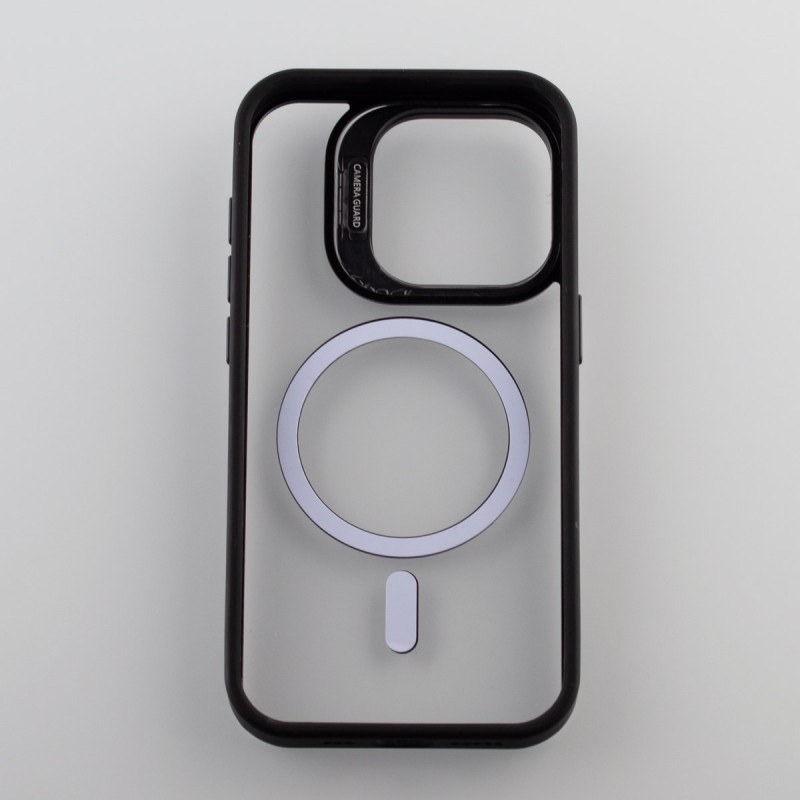 Силіконовий чохол MagSafe CAMERA GLASS PROTECTION для телефону iPhone 15 Pro чорний