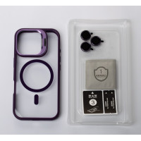 Силіконовий чохол MagSafe CAMERA GLASS PROTECTION для телефону iPhone 16 темно-фіолетовий
