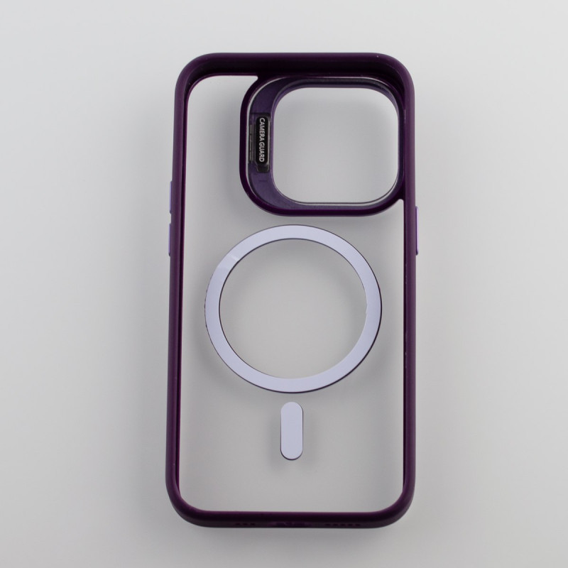 Силіконовий чохол MagSafe CAMERA GLASS PROTECTION для телефону iPhone 14 Pro Max темно-фіолетовий
