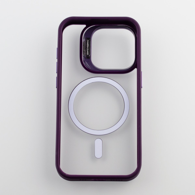 Силіконовий чохол MagSafe CAMERA GLASS PROTECTION для телефону iPhone 15 Pro Max темно-фіолетовий