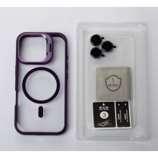 Силіконовий чохол MagSafe CAMERA GLASS PROTECTION для телефону iPhone 16 Plus темно-фіолетовий
