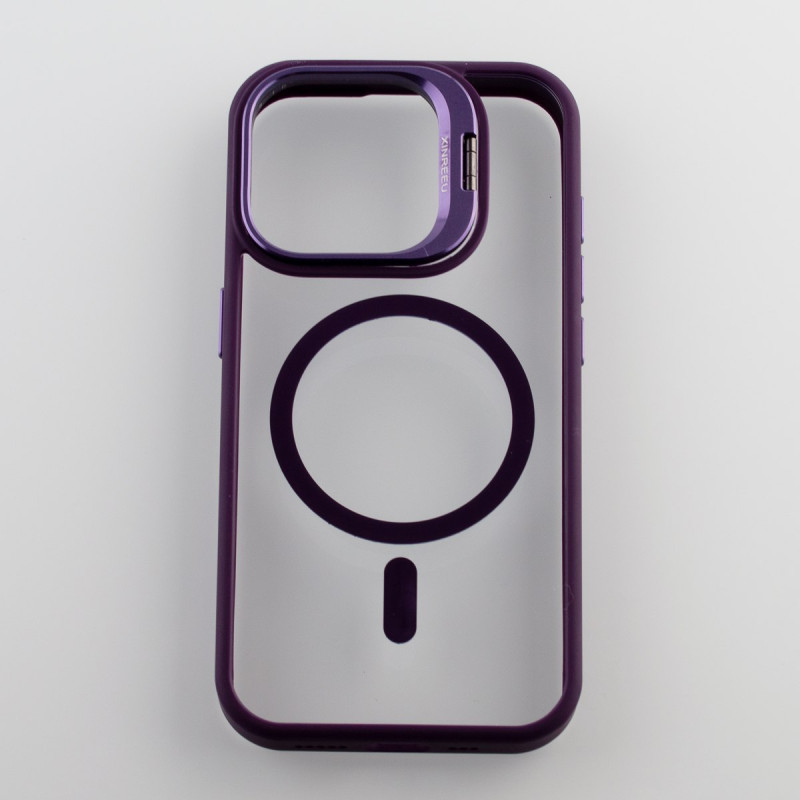 Силіконовий чохол MagSafe CAMERA GLASS PROTECTION для телефону iPhone 15 Pro темно-фіолетовий