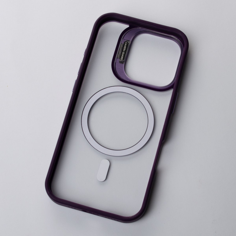Силіконовий чохол MagSafe CAMERA GLASS PROTECTION для телефону iPhone 16 Pro темно-фіолетовий