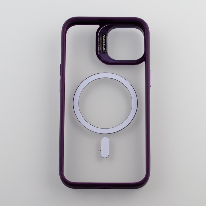 Силіконовий чохол MagSafe CAMERA GLASS PROTECTION для телефону iPhone 12 / iPhone 12 Pro темно-фіолетовий