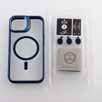 Силіконовий чохол MagSafe CAMERA GLASS PROTECTION для телефону iPhone 12 / iPhone 12 Pro темно-синій