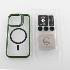 Силіконовий чохол MagSafe CAMERA GLASS PROTECTION для телефону iPhone 13 Pro темно-зелений