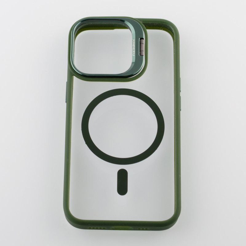 Силіконовий чохол MagSafe CAMERA GLASS PROTECTION для телефону iPhone 13 Pro темно-зелений