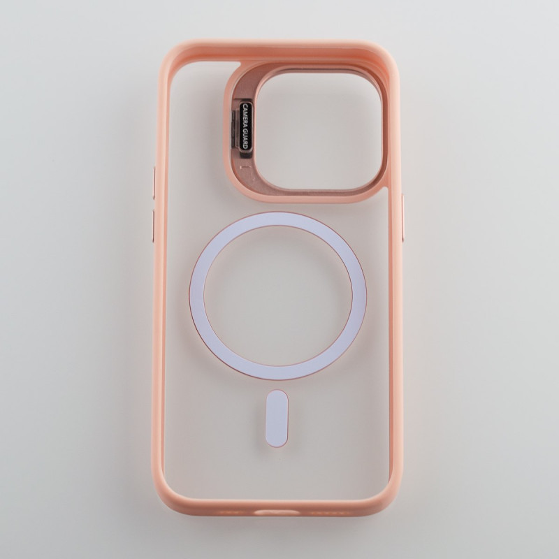 Силіконовий чохол MagSafe CAMERA GLASS PROTECTION для телефону iPhone 14 Pro рожевий