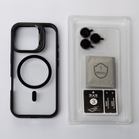 Силіконовий чохол MagSafe CAMERA GLASS PROTECTION для телефону iPhone 16 Plus чорний