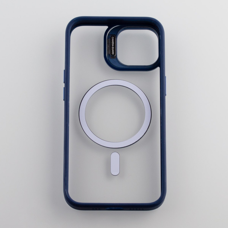 Силіконовий чохол MagSafe CAMERA GLASS PROTECTION для телефону iPhone 15 темно-синій