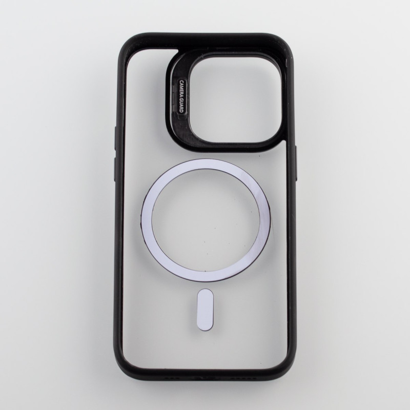 Силіконовий чохол MagSafe CAMERA GLASS PROTECTION для телефону iPhone 14 Pro чорний