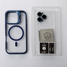 Силіконовий чохол MagSafe CAMERA GLASS PROTECTION для телефону iPhone 16 темно-синій