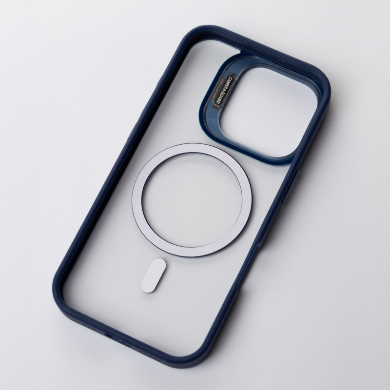 Силіконовий чохол MagSafe CAMERA GLASS PROTECTION для телефону iPhone 16 Plus темно-синій