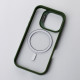 Силіконовий чохол MagSafe CAMERA GLASS PROTECTION для телефону iPhone 16 Pro Max темно-зелений