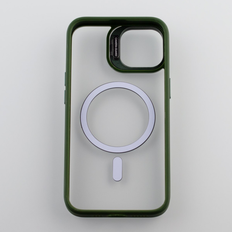 Силіконовий чохол MagSafe CAMERA GLASS PROTECTION для телефону iPhone 11 темно-зелений