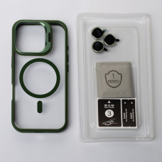 Силіконовий чохол MagSafe CAMERA GLASS PROTECTION для телефону iPhone 16 темно-зелений