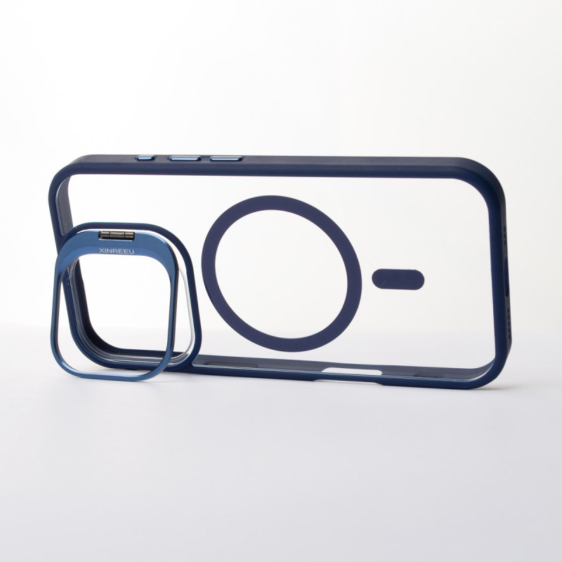 Силіконовий чохол MagSafe CAMERA GLASS PROTECTION для телефону iPhone 16 Pro Max темно-синій