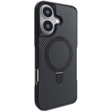 TPU+PC чехол Metal Buttons with MagSafe Carbon Ring для Apple iPhone 16 (6.1")