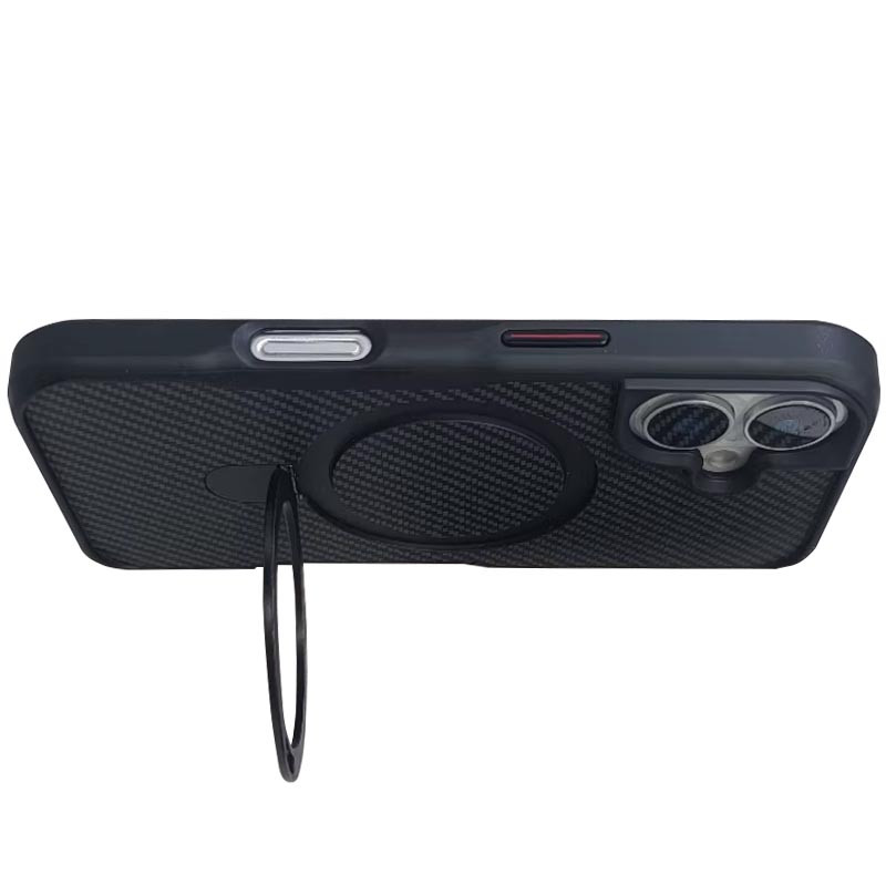 TPU+PC чехол Metal Buttons with MagSafe Carbon Ring для Apple iPhone 16 (6.1")