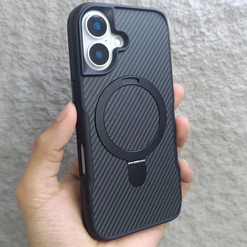 TPU+PC чехол Metal Buttons with MagSafe Carbon Ring для Apple iPhone 16 (6.1")