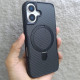 TPU+PC чехол Metal Buttons with MagSafe Carbon Ring для Apple iPhone 16 (6.1")