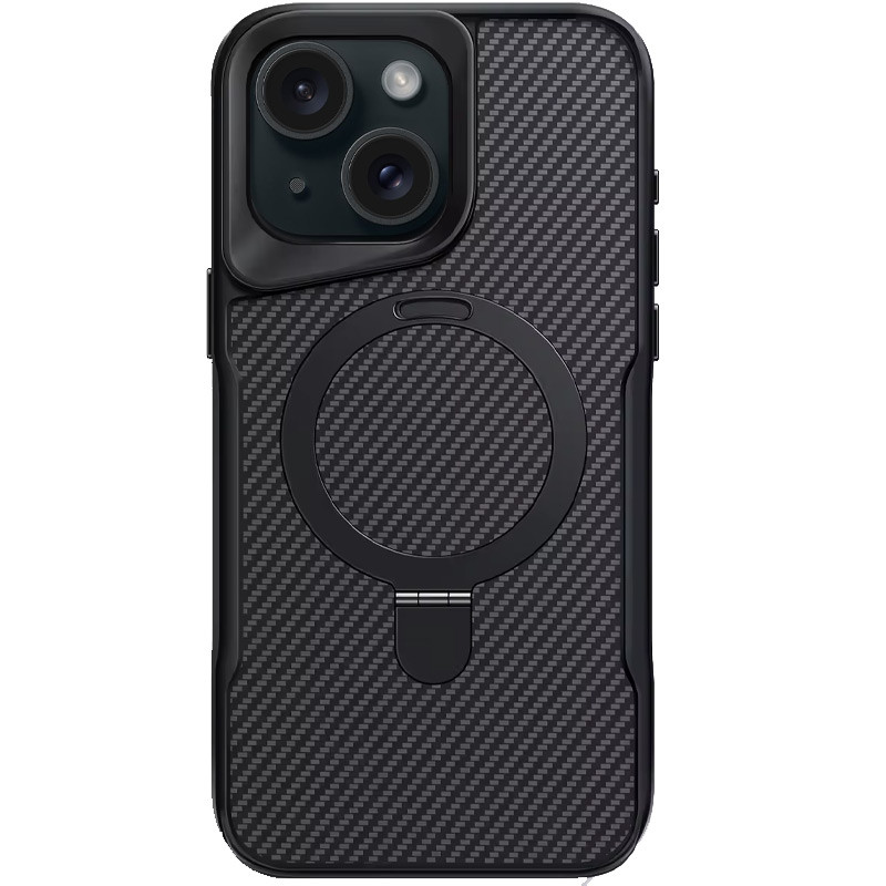 TPU+PC чехол Metal Buttons with MagSafe Carbon Ring для Apple iPhone 14 / 13 (6.1")