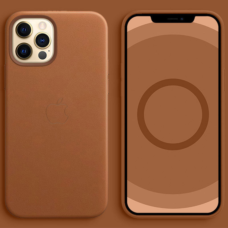 Кожаный чехол Leather Case (AAA) with MagSafe and Animation для Apple iPhone 12 Pro / 12 (6.1")