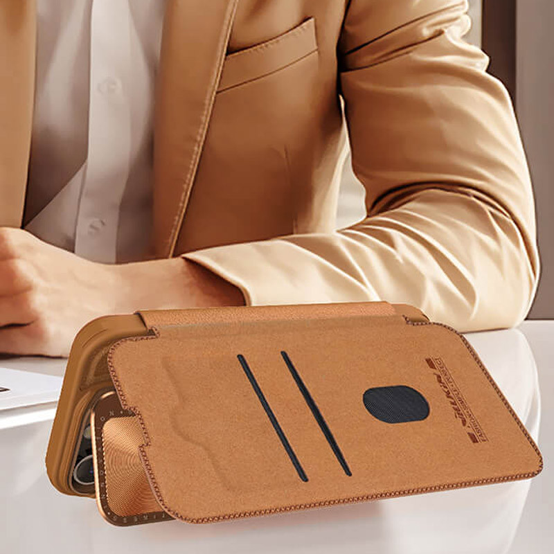 Кожаный чехол-книжка Nillkin Qin Prop для Apple iPhone 16 Pro (6.3")