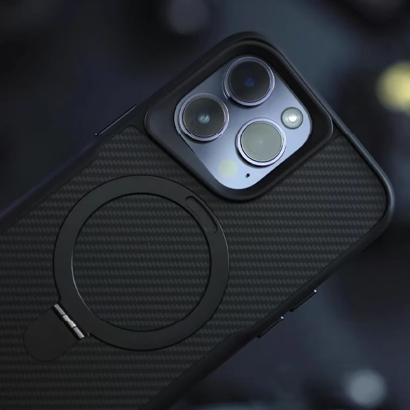 TPU+PC чехол Metal Buttons with MagSafe Carbon Ring для Apple iPhone 14 Pro Max (6.7")